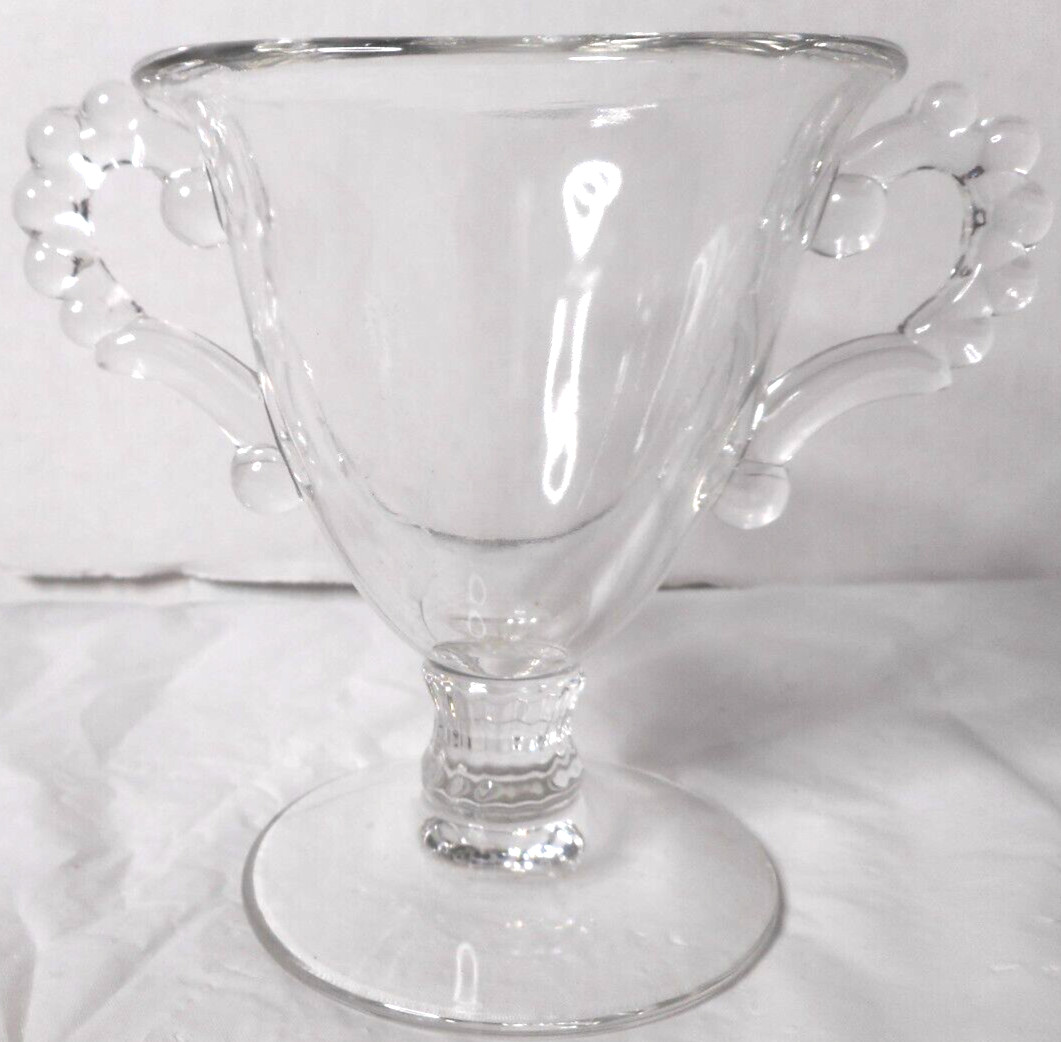 Imperial Glass Ohio Oval Candlewick Clear Open Sugar Bowl Footed Handles 4 1/4