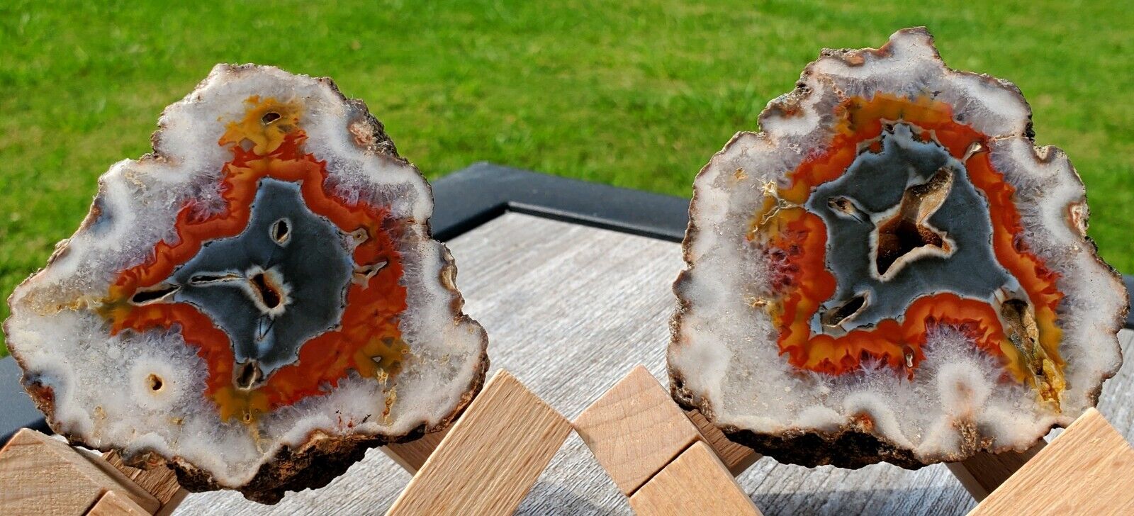 Hand Polished Agate Pair From Argentina, Beautiful Specimen Ready For Dispaly