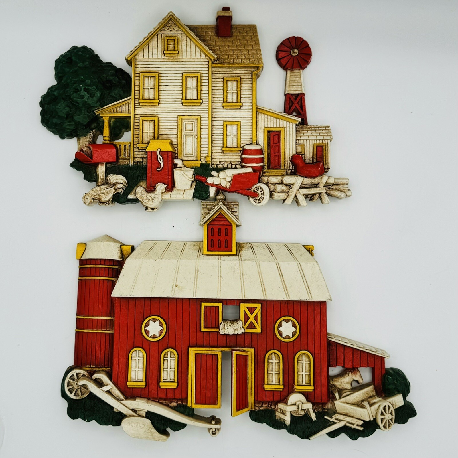 HOMCO Wall Art Farm House Barn 1975 #7369 Chickens Horse VTG