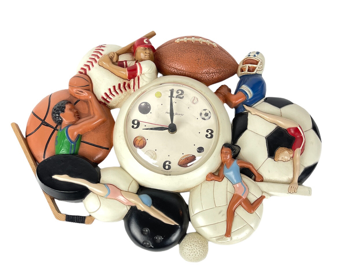 Vintage 1994 HOME INTERIOR Sports Wall Clock Battery Operated HOMCO Quartz USA