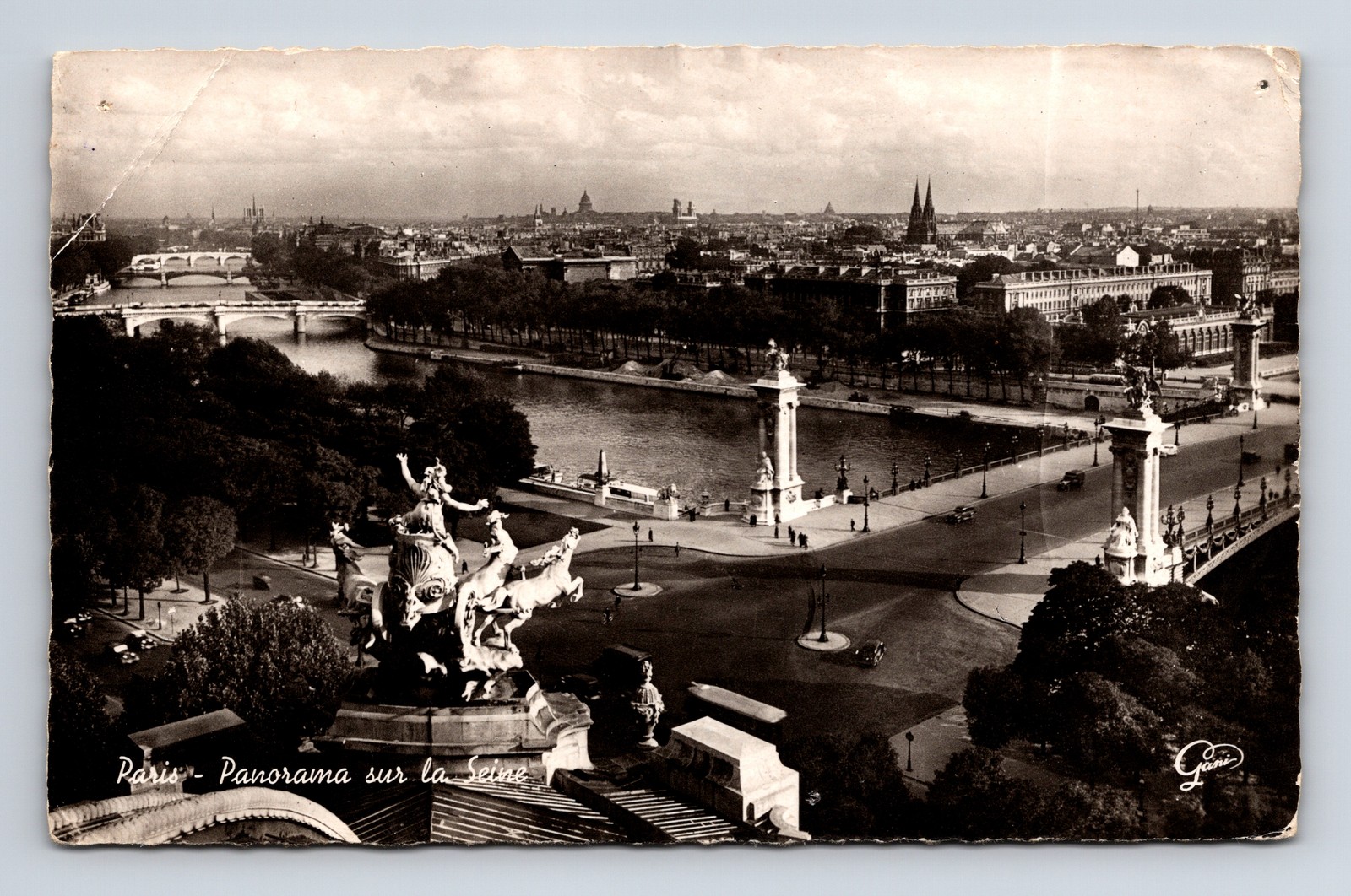 Panoramic View of Paris and River Seine Paris Real Photo Postcard