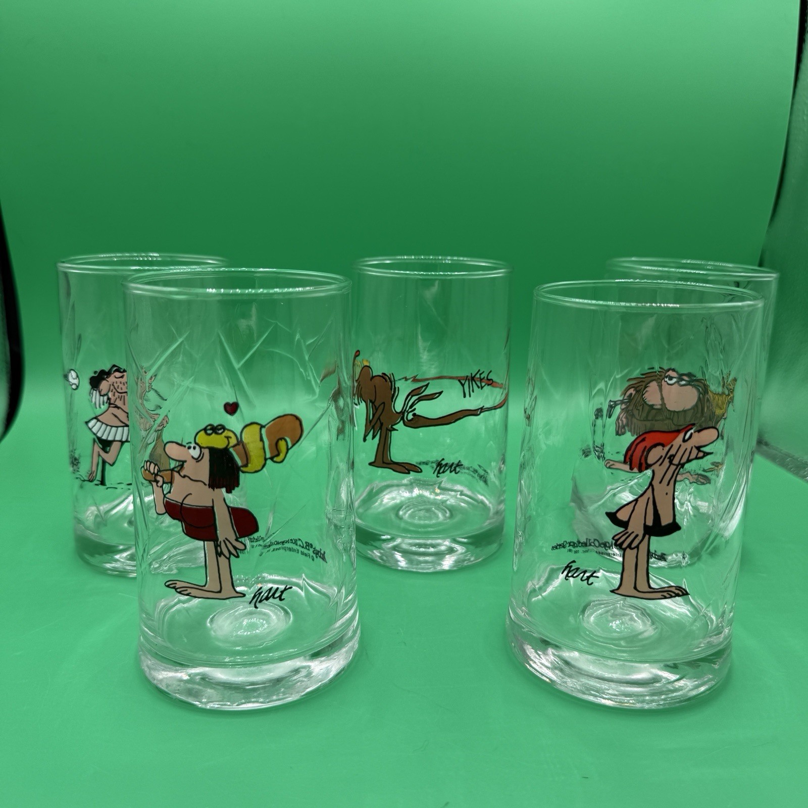 Vintage 1981 Arby\'s B.C.  ICE AGE COLLECTOR SERIES by Hart - Glasses- Set of 5