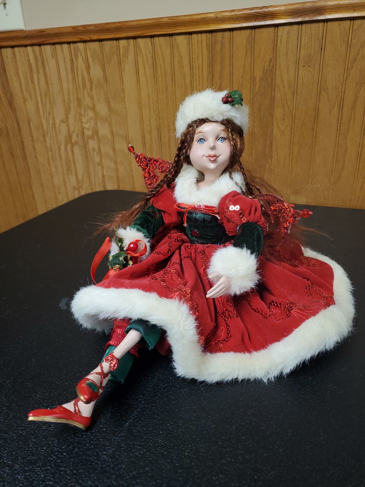 Winward Red Hair Wings Dress Christmas Woodland Fairy Elf Shelf Sitter 17\