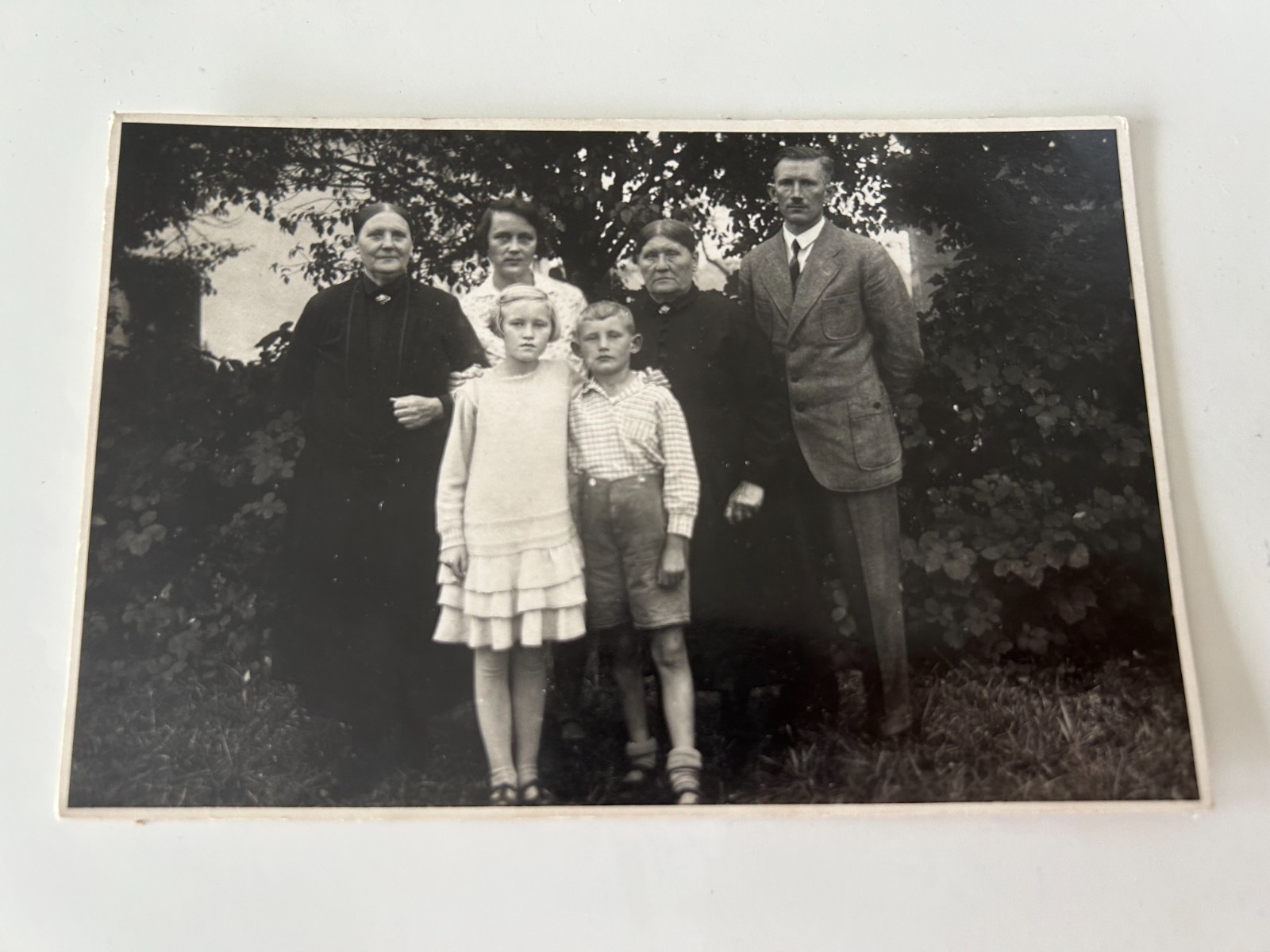 Family Standing Outside RPPC Postcard
