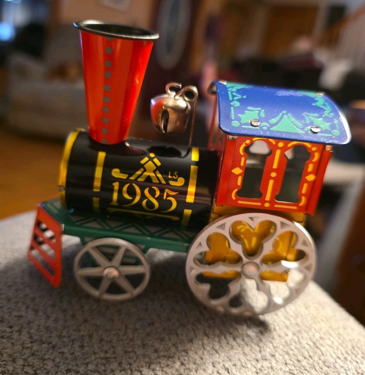 Vintage 1985 Tin Train Hallmark Christmas Tree Ornament Holiday 4” 
