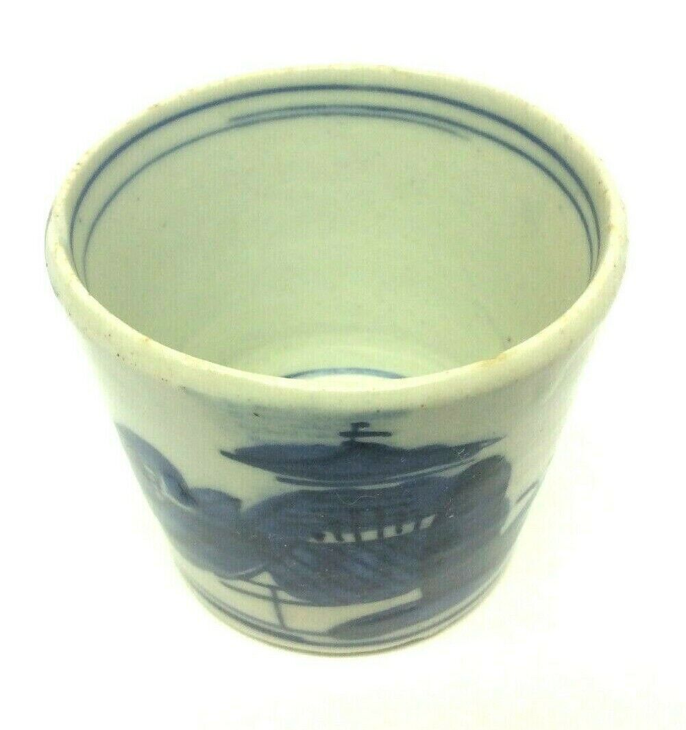 Vintage Used Porcelain Small Blue White Decorative Cup Asian Chinese? China?