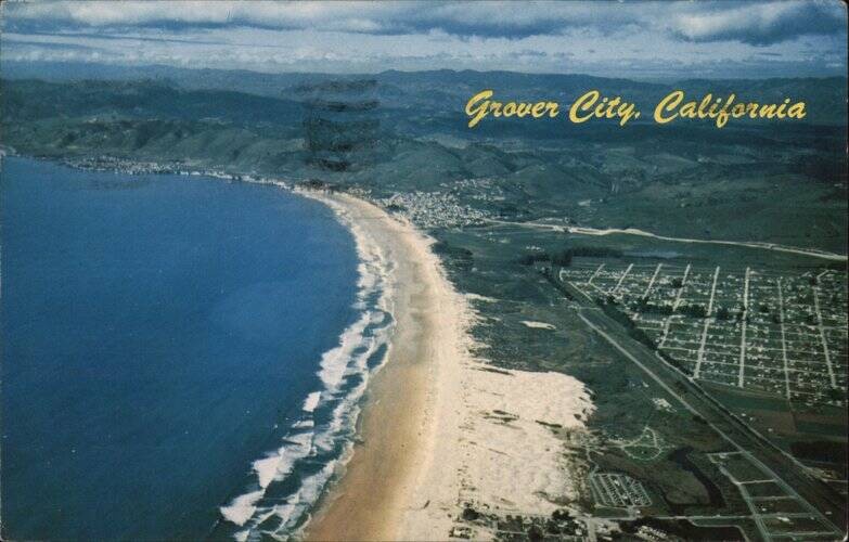 Grover City, California CA Aerial View City 1964 Arroyo Grande Original Vintage