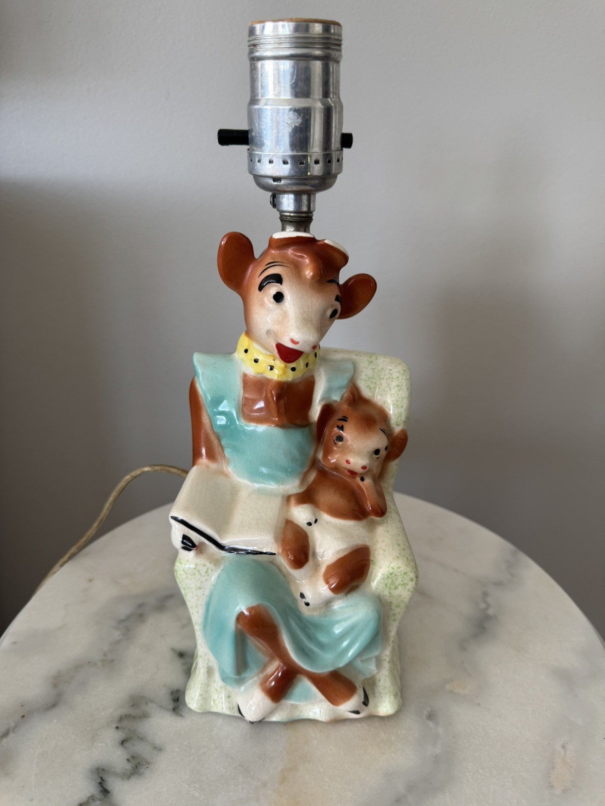 Working, Vintage, Elsie the Cow, Borden’s, Ceramic Lamp, Dairy, Advertising, MCM
