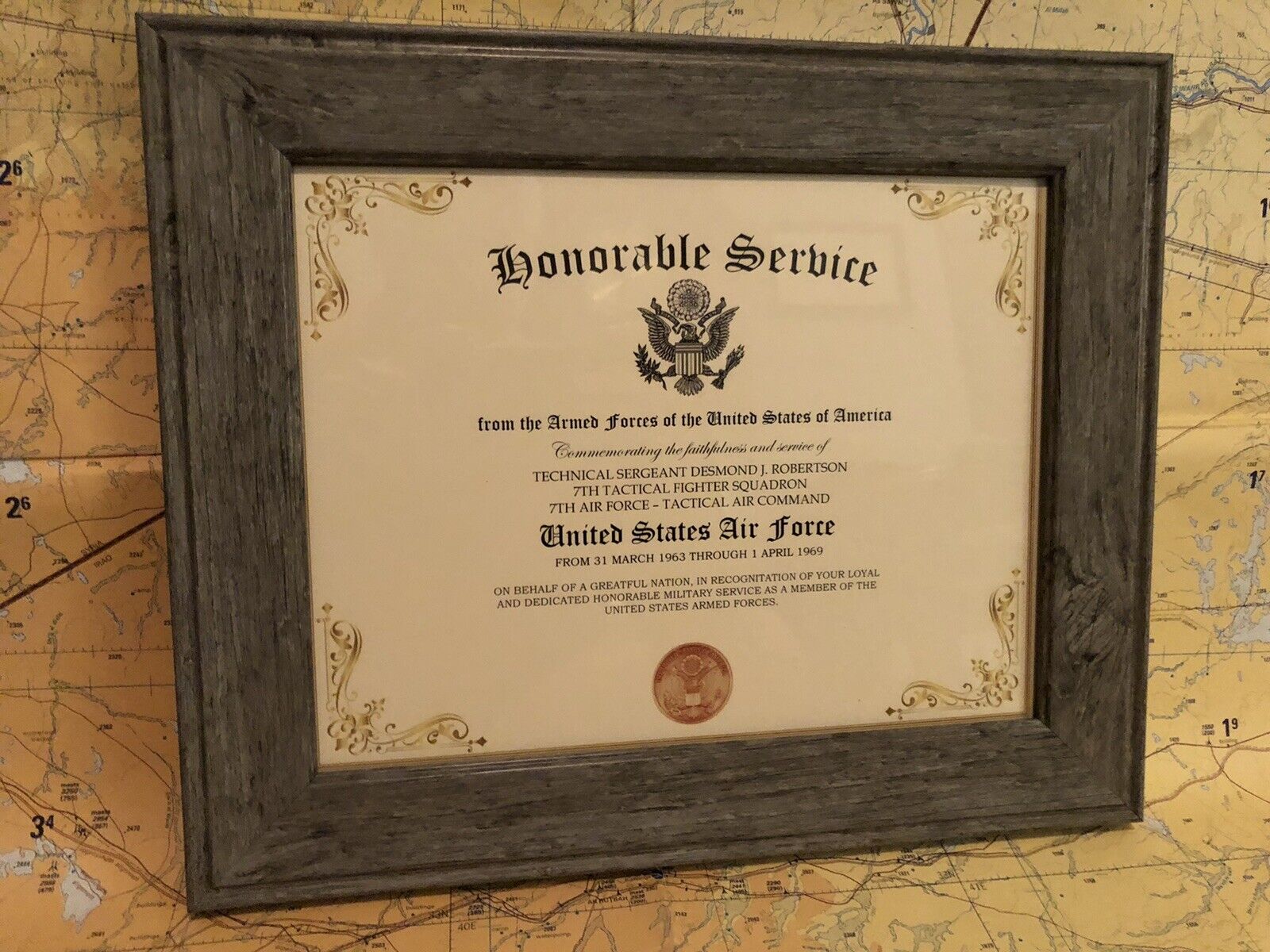 HONORABLE SERVICE-AIR FORCE Commemorative Certificate (Type 1) w/Custom Printing