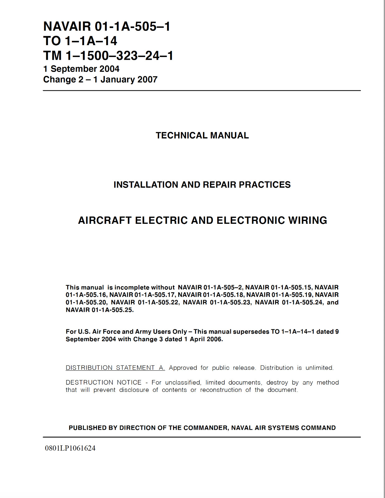 1,062 Page AIRCRAFT ELECTRIC & ELECTRONIC WIRING NAVAIR Technical Manual on CD