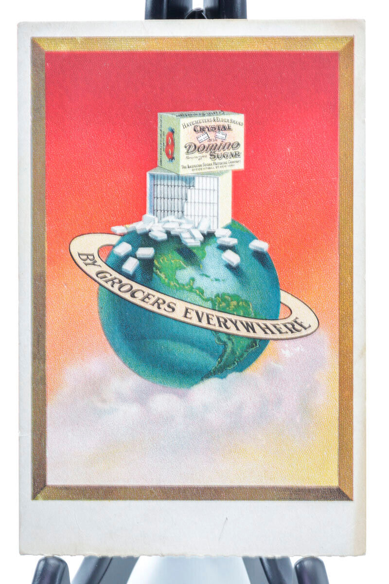 Domino Crystal Sugar Postcard Advertisement Groceries Havemeyer Globe Graphic