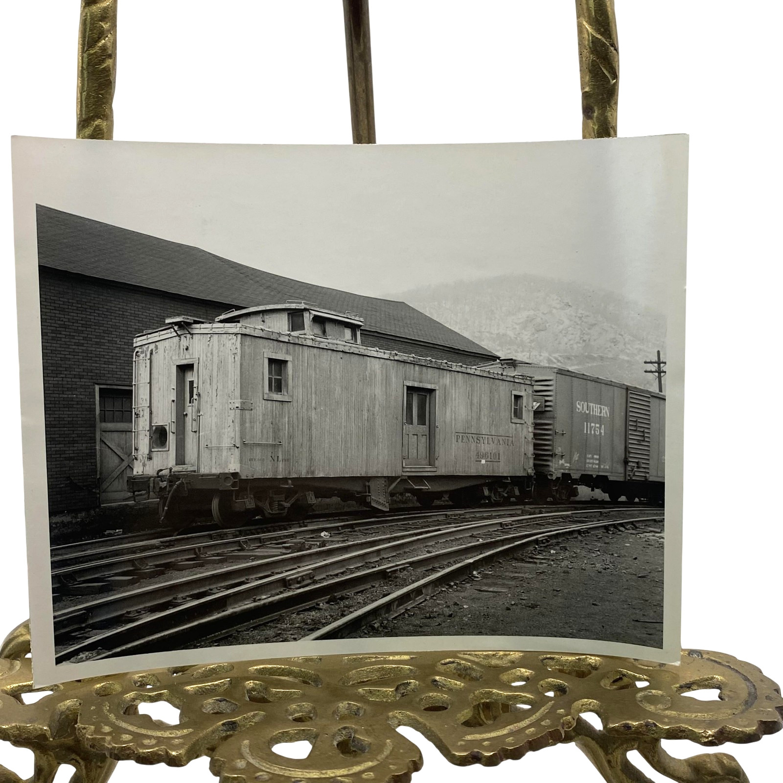 Vintage Pennsylvania Caboose Southern Boxcar Railroad Photo 4x5 B&W Gelatin Orig