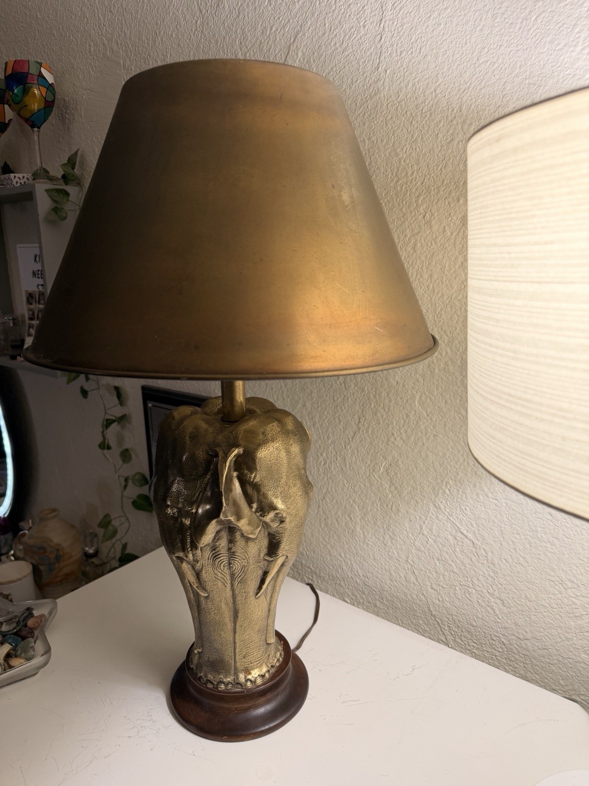 Rare Vintage Frederick Cooper “Tyndale” Brass ELEPHANT LAMP– HEAVY Brass Shade