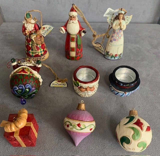 9 PIECES Jim Shore Heartwood Creek Ornament & Votive Candle Holder LOT