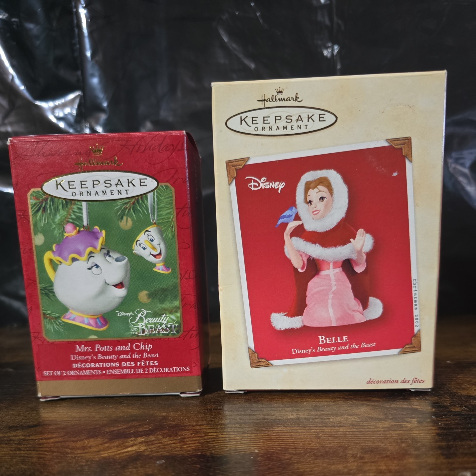 2 Hallmark Keepsake Ornaments Disney\'s Beauty & Beast Mrs. Potts, Chip & Belle