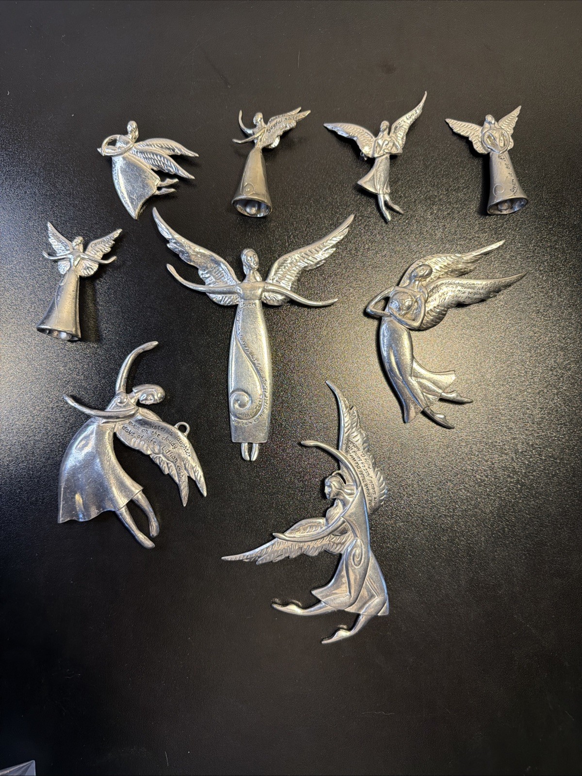 Vtg Lot of 9 Midwest of Cannon Falls Pewter Serenity Angel Ornaments Bookmarks