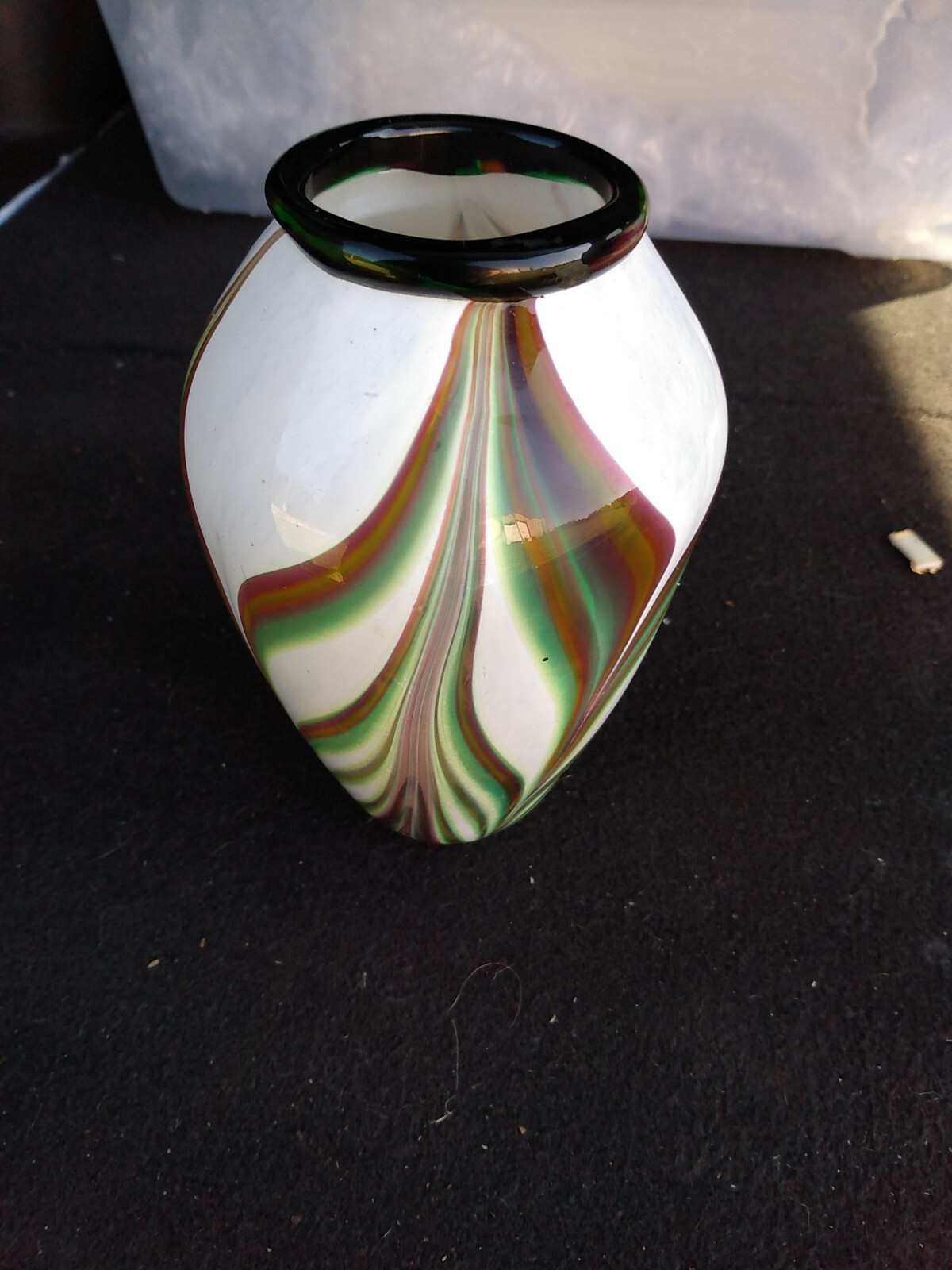 pulled feather art glass vase