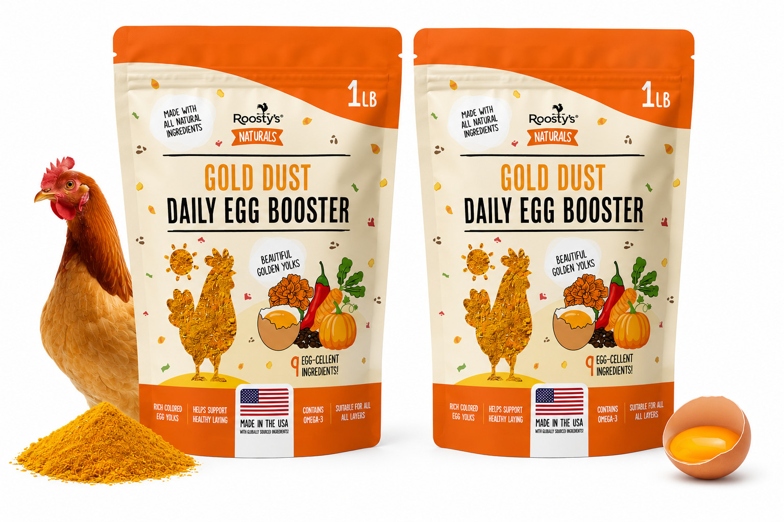 Roosty\'s Naturals Gold Dust Daily Egg Booster 1 lb Bag (2 Pack)