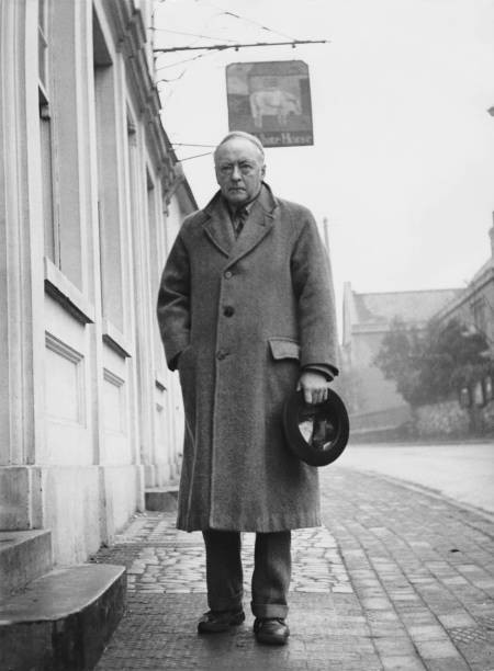 Sir Arnold Bax outside the White Horse Hotel in Storrington OLD PHOTO