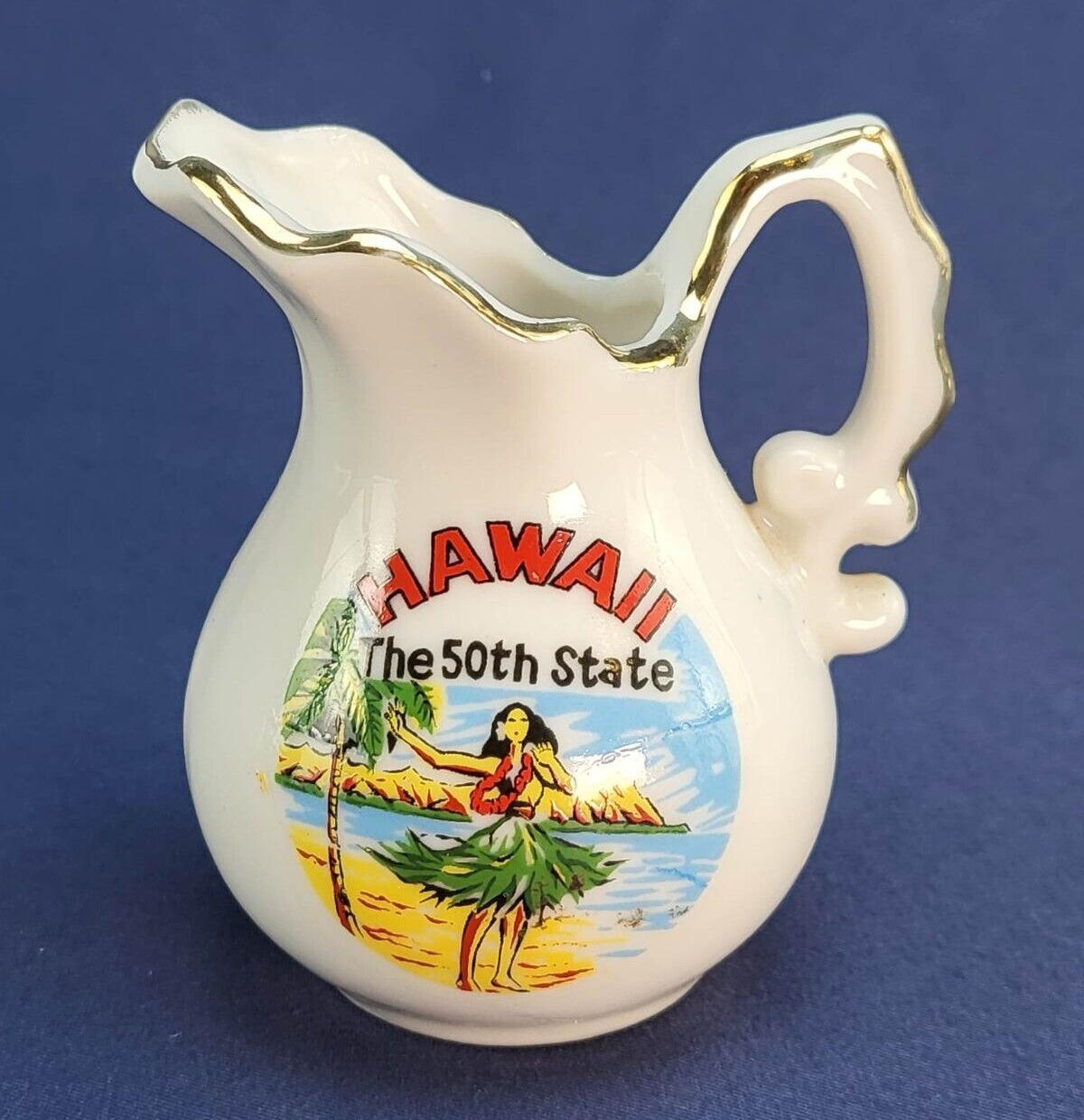 Vintage 1970s Hawaii 50th State Miniature Collectible Pitcher