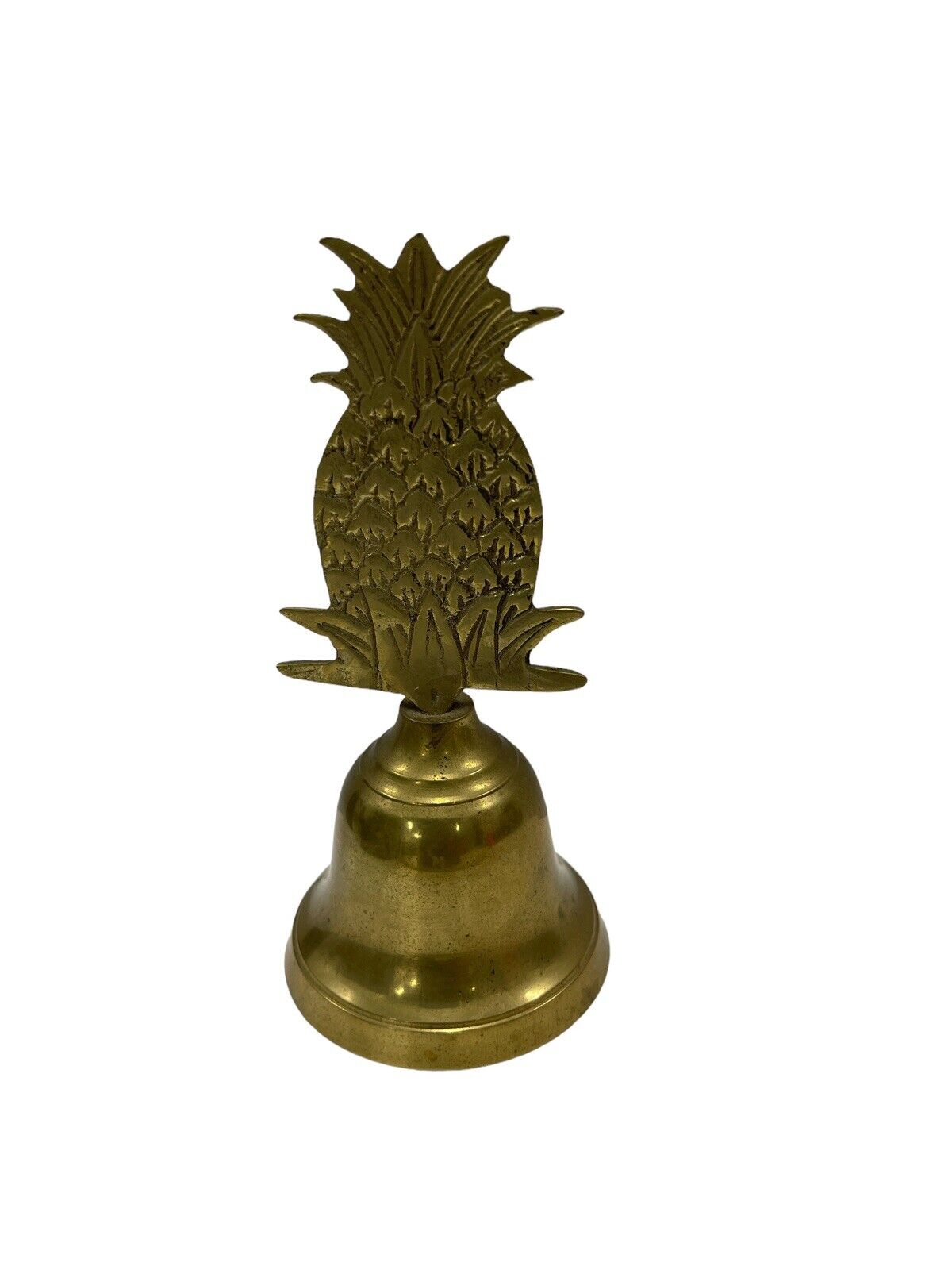 VINTAGE 5.5” SOLID BRASS BELL WITH PINEAPPLE HANDLE Tropical
