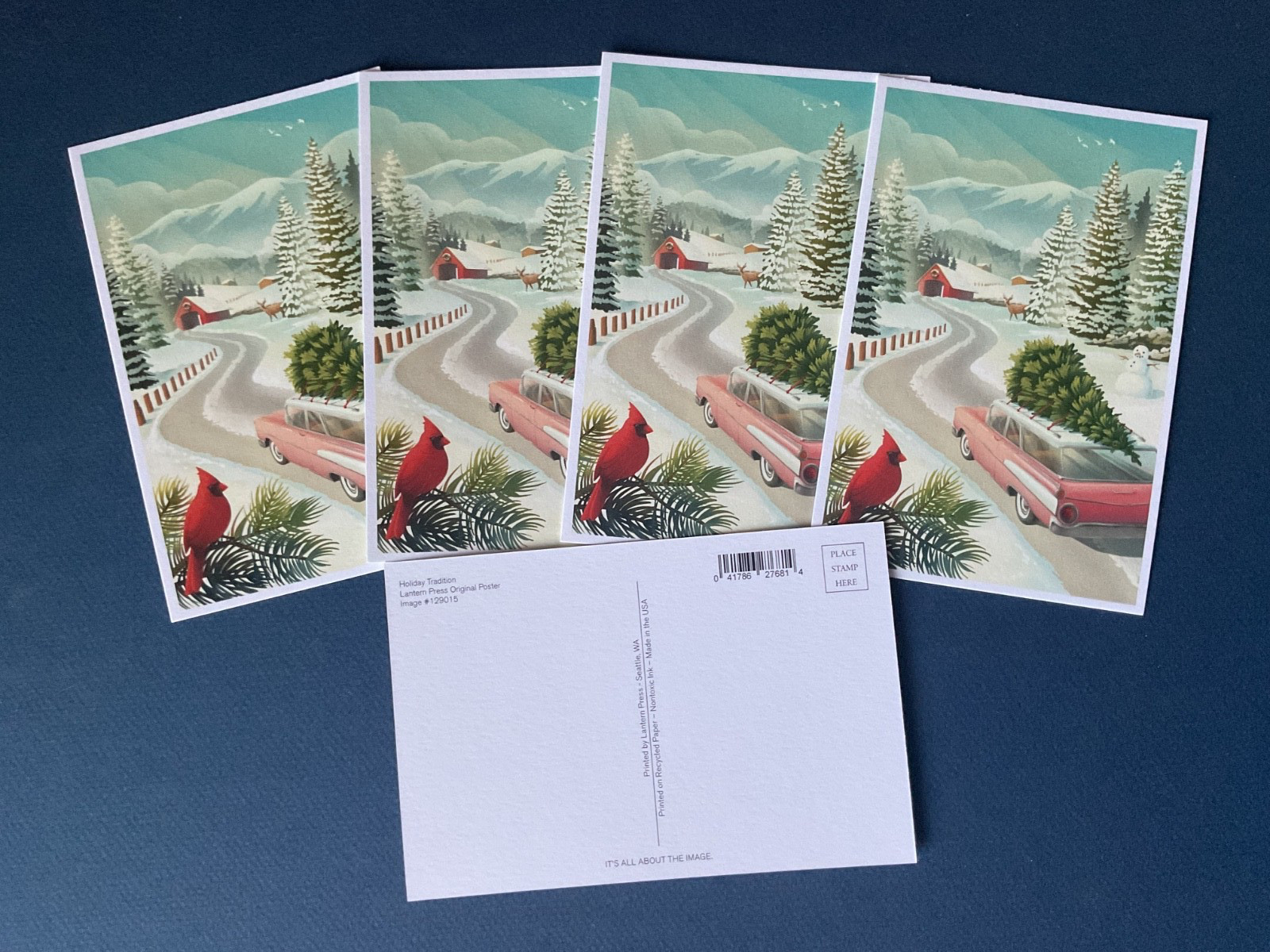 Holiday Traditions Christmas Tree Winter Lantern Press Postcard Lot of 5