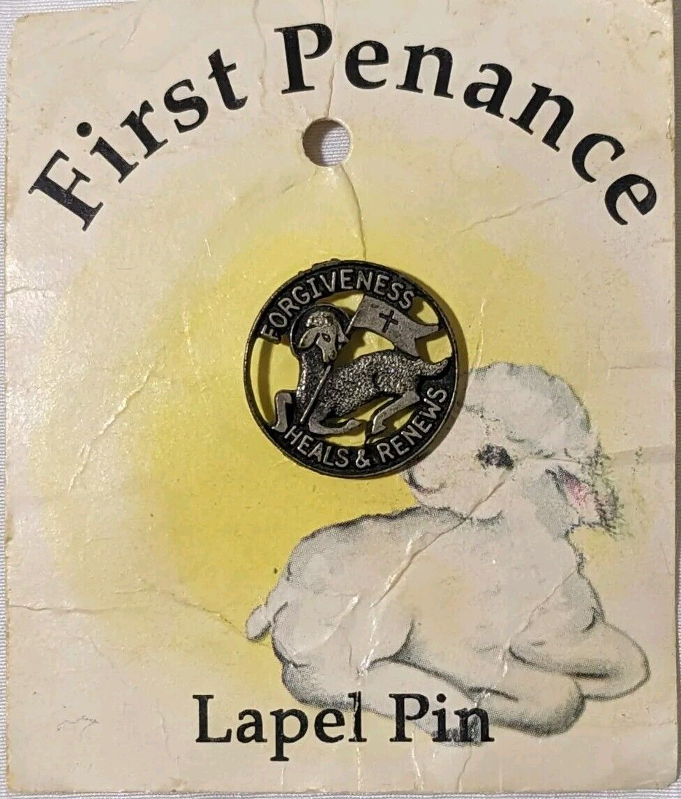 Vintage First Penance Heals Renews Forgiveness Lapel Pin
