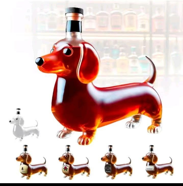 Dachshund Dog Whiskey Bottle,3D Funny Glass Dachshund Whiskey Bottle, Dog...WWW