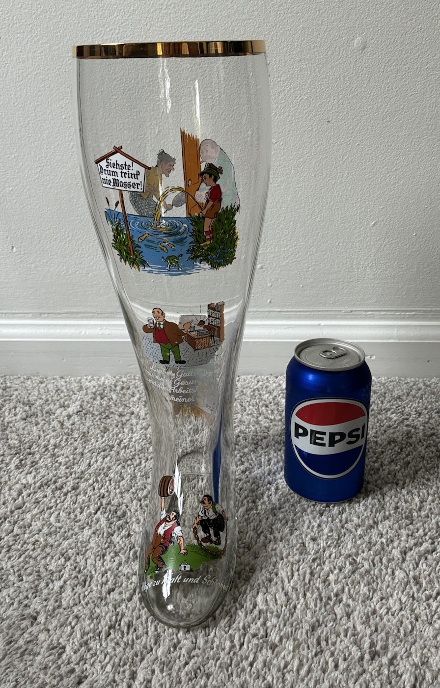Huge Vtg Authentic 2L German Beer Glass Boot 14” Das Bier Oktoberfest Beerfest