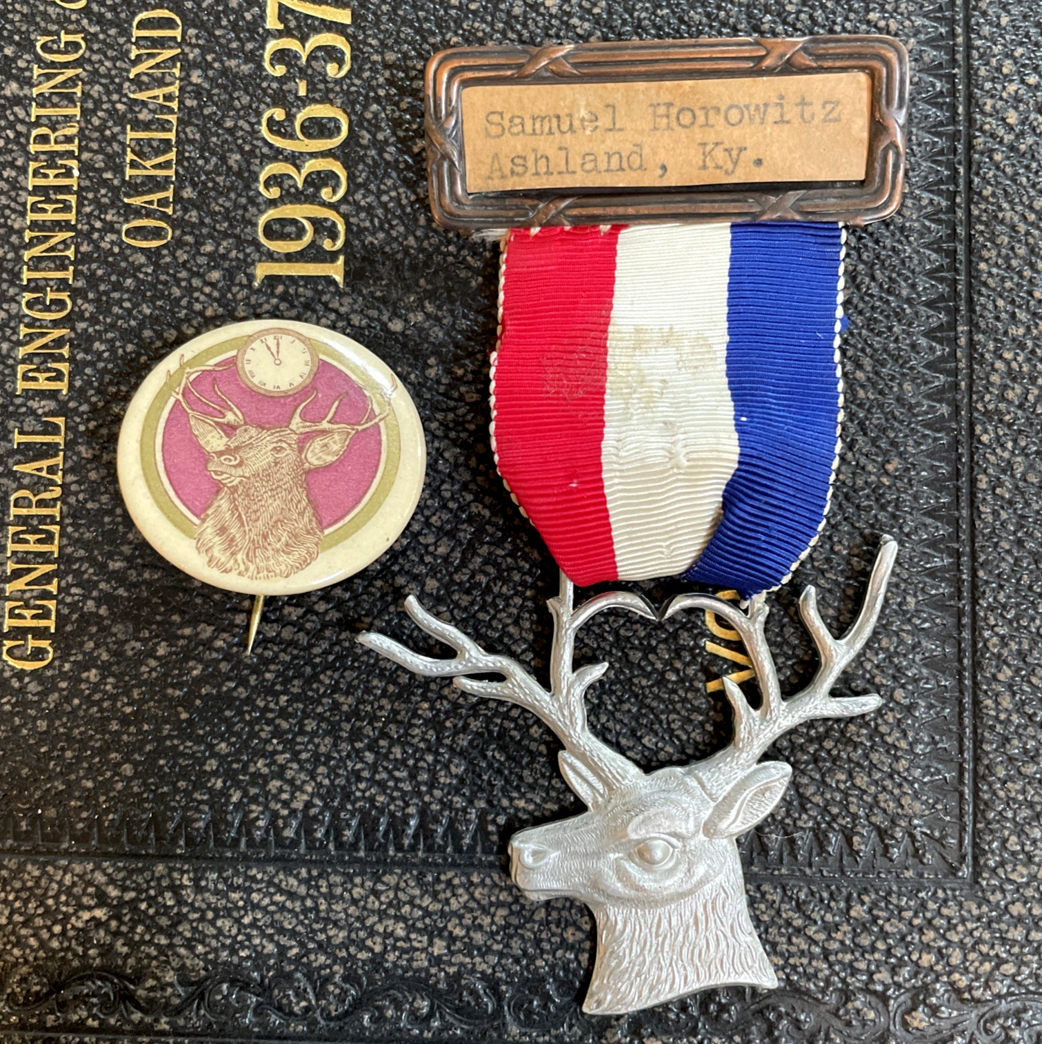VTG BPOE Elks Lodge Member Badge Kentucky & 1930s Pinback 11th Hour Toast