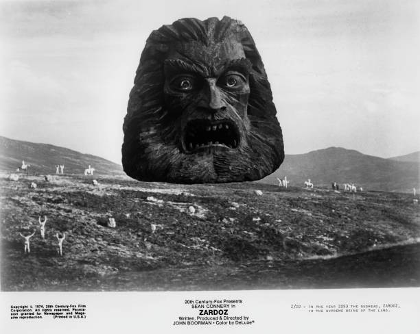 The giant flying stone head Zardoz a scene from John Boorman's 1974- Old Photo