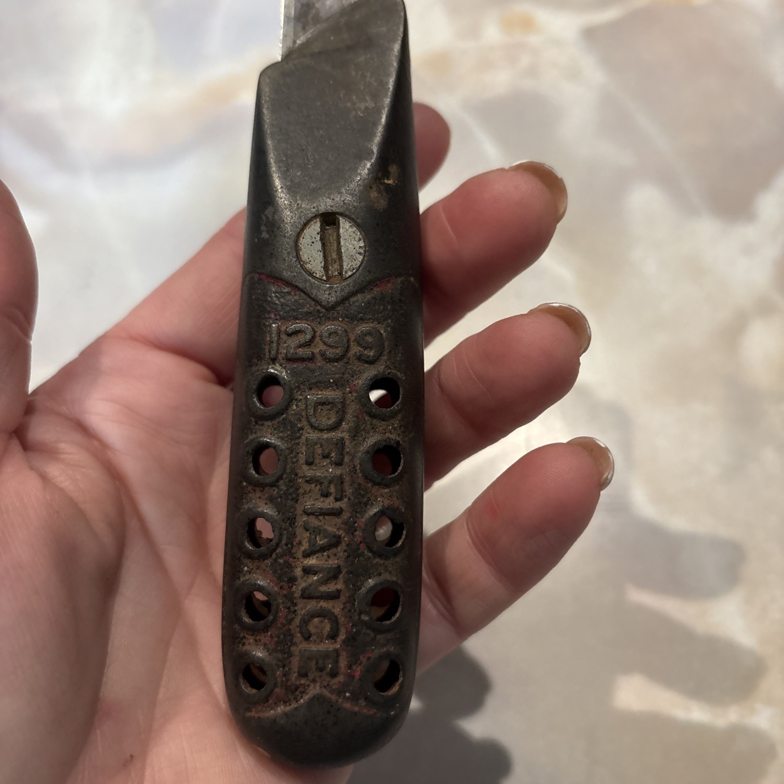 Set 2 Vintage Stanley Defiance No. 1299 Cast Iron Utility Knife Fixed Blade