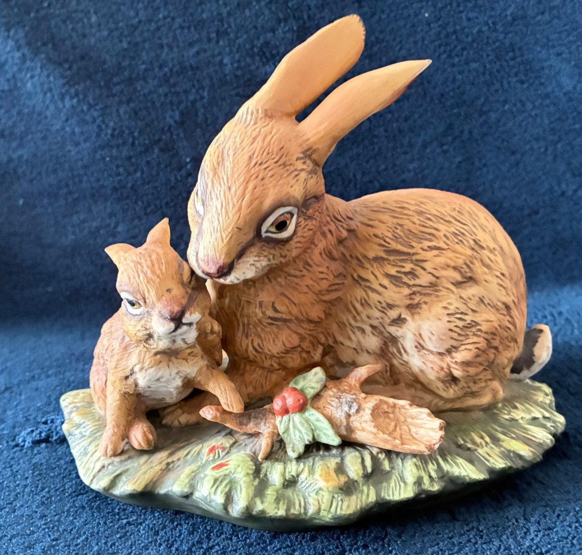 Vintage Homco Masterpiece Ceramic Mama Rabbit with Baby Bunny Figurine