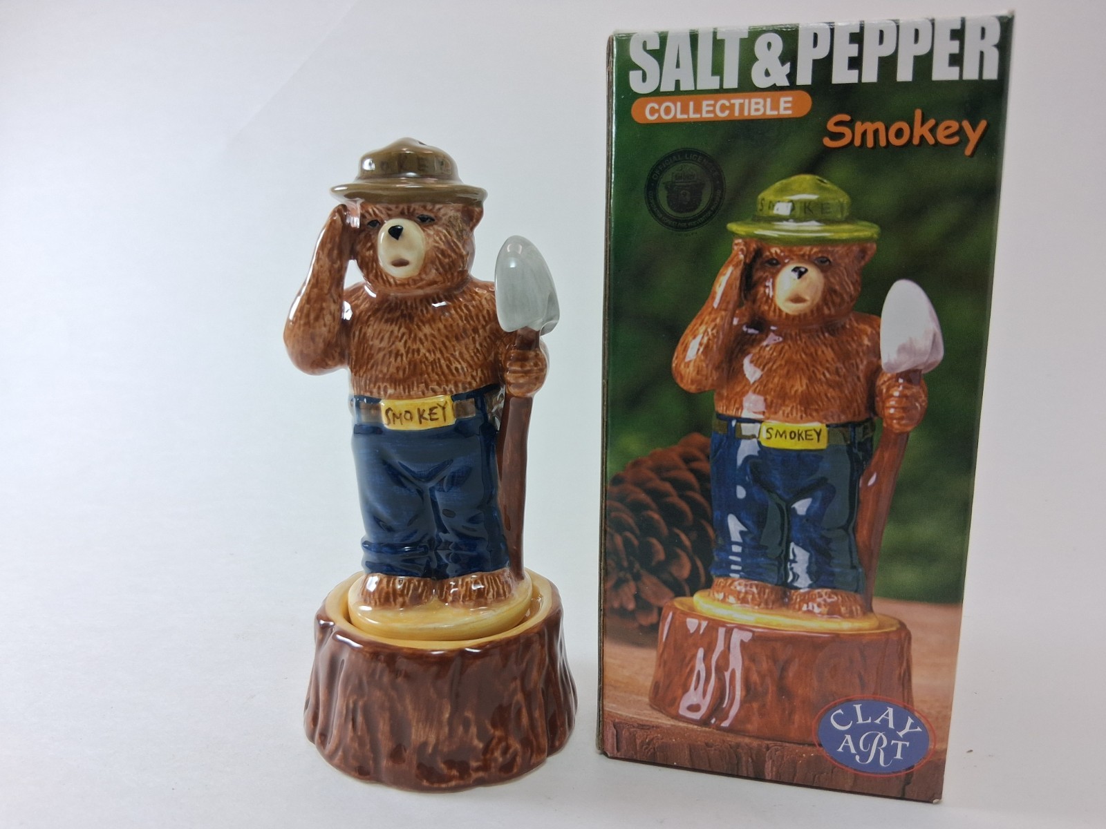 Smokey the Bear Salt &Pepper Shaker Collectible Clay Art NEW