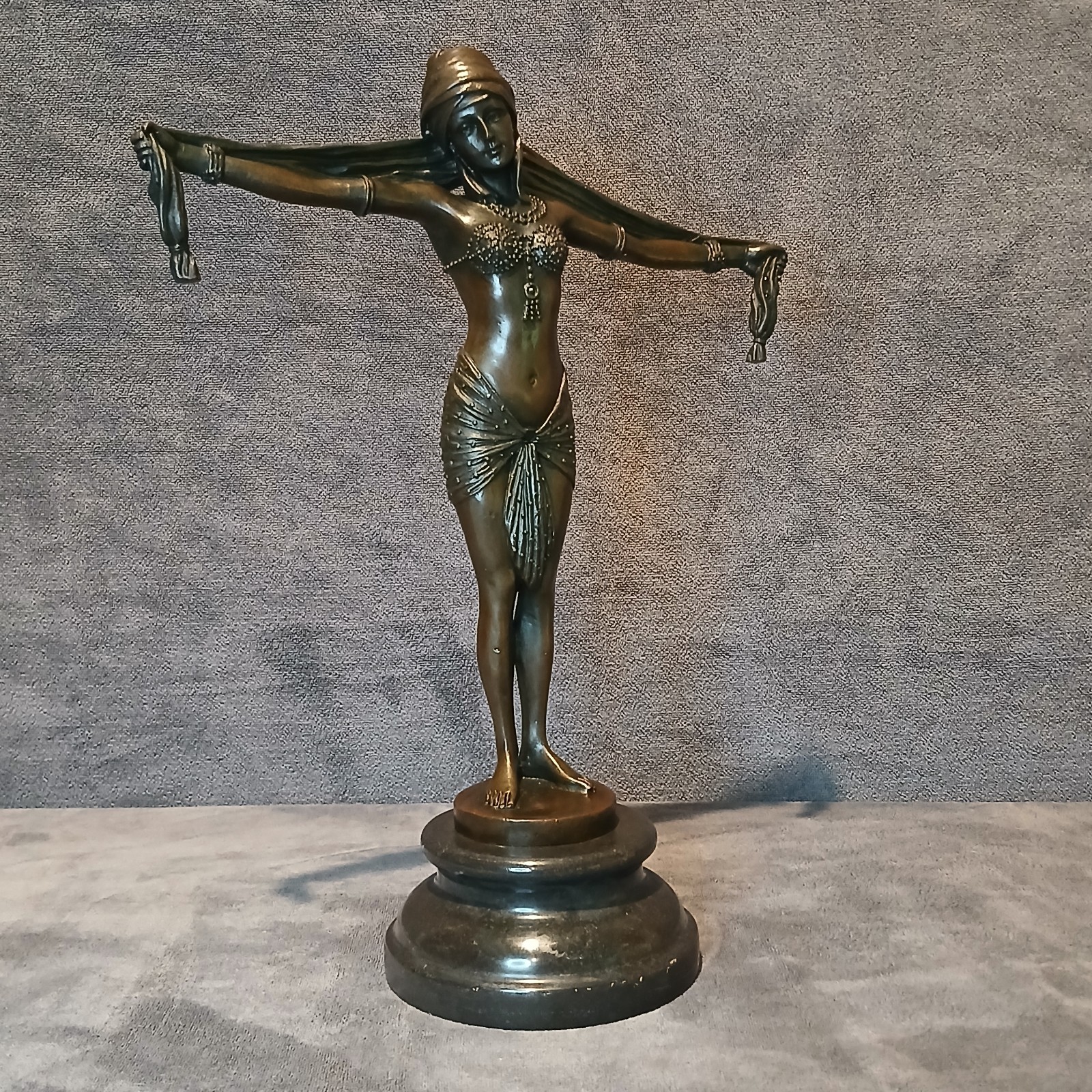 Bronze Art Deco/Nouveau Dancer Sculpture by Chiparus w/ Marble Base ~ BEAUTIFUL