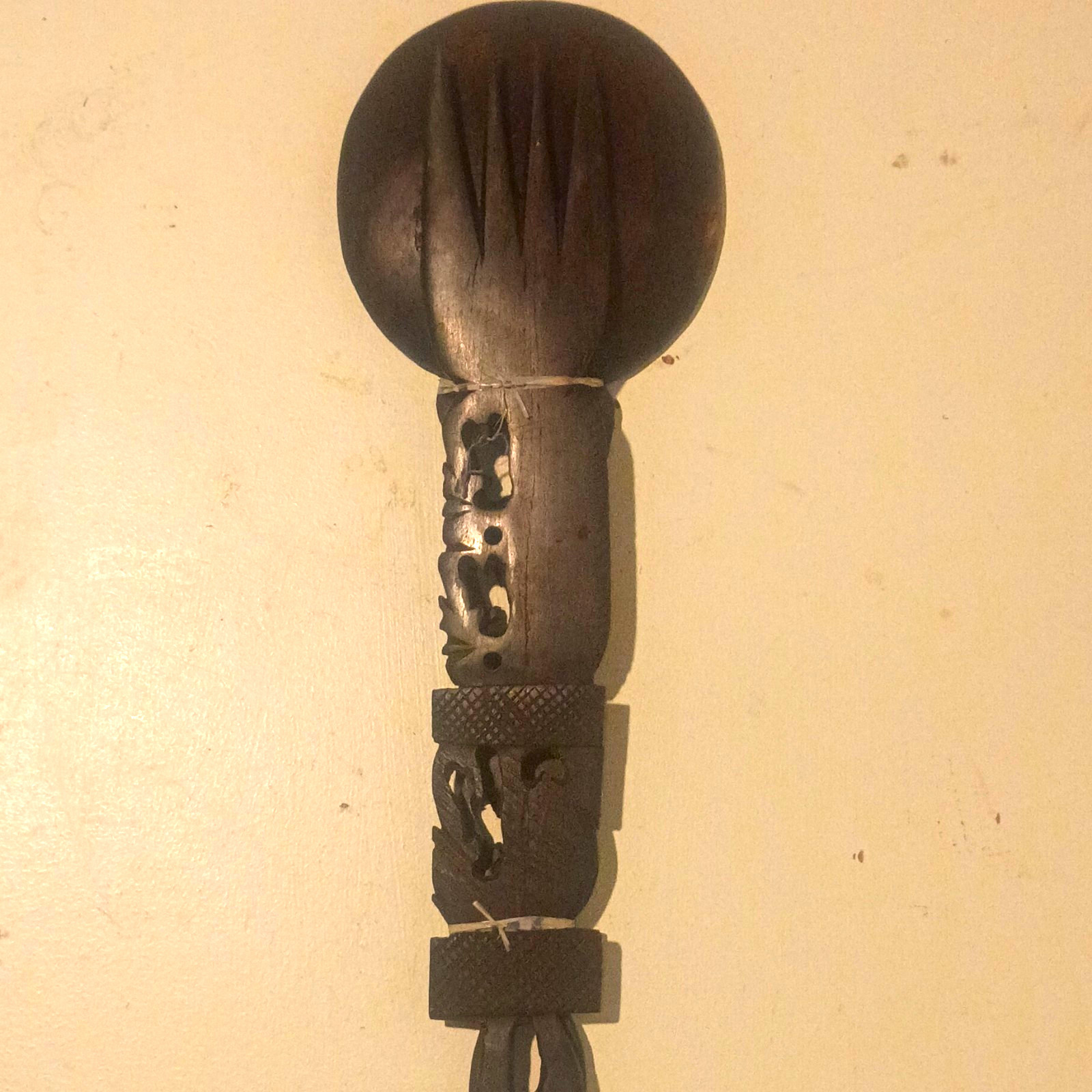Vintage African Hand Carved Wooden Spoon Fork Set Tribal Tiki Folk Art Wall Deco