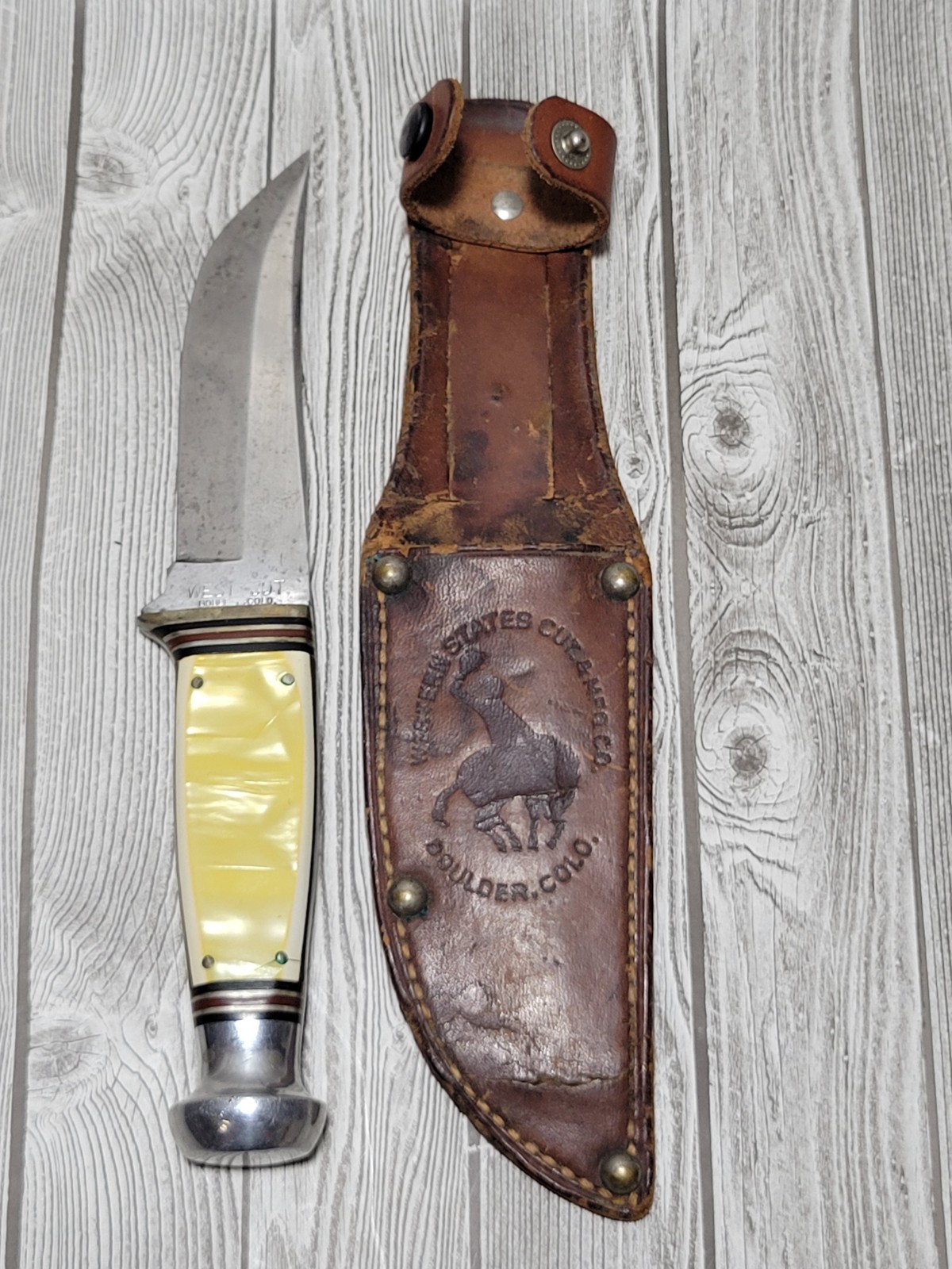 VINTAGE WEST CUT BOULDER COLO FIXED BLADE KNIFE VINTAGE WEST CUT BOULDER COLO FIXED BLADE KNIFE