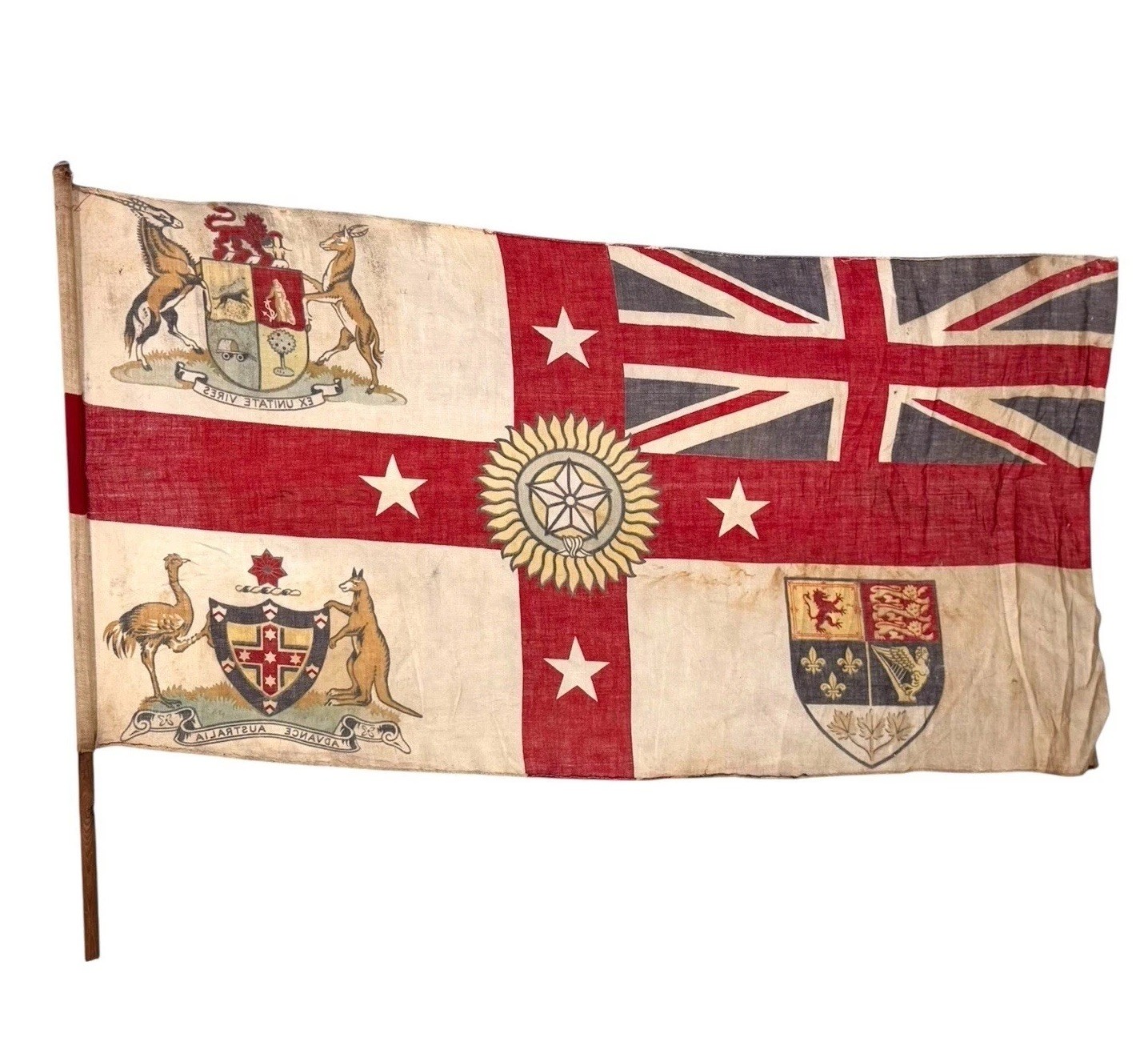 Antique British Empire Australian Flag 1924–1925 British Empire Exhibition 17x32