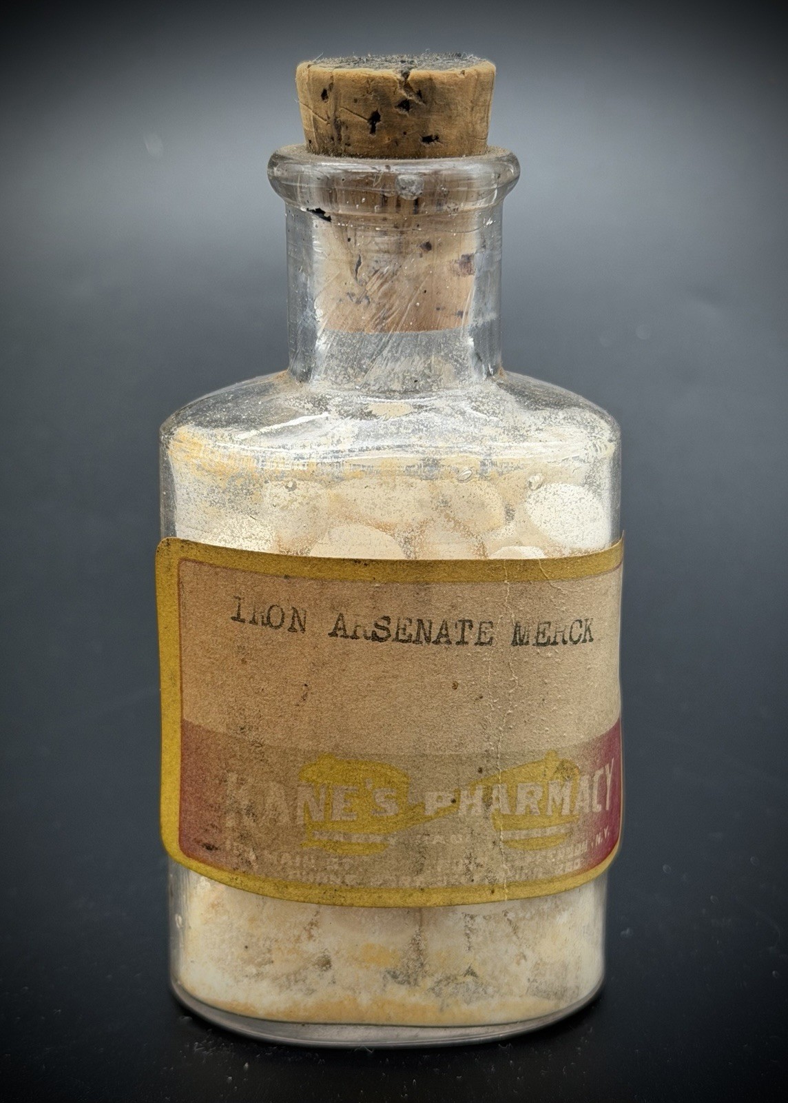 Antique John Wyeth & Bro Pharmacy Medicine Bottle Iron Arsenate Merck  & Label