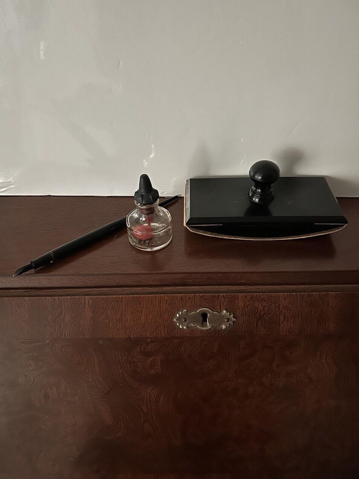 Set Of Three Higgins Ink Bottle, Rocker Blotter Wahl/Eversharp Fountain Pen. USA