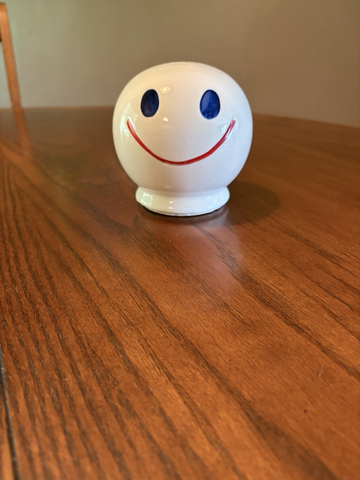 Very rare McCoy Pottery USA Red White & blue Smiley Happy Face Bank With Stopper