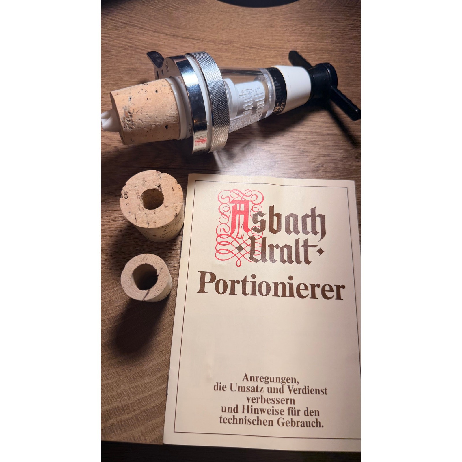 Vintage Asbach Uralt Dosierkopf Dispenser Head Tool with Original Box Manual