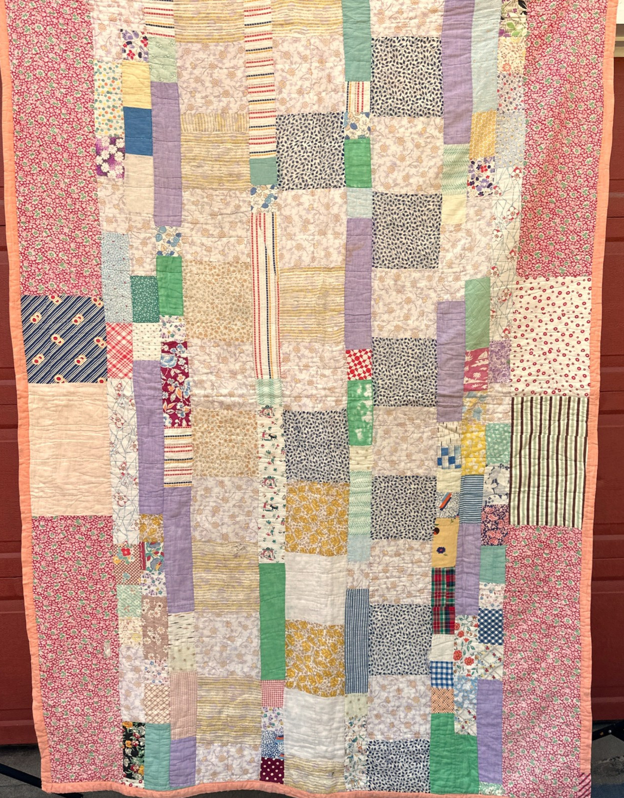 1930s-1940s Vintage Quilt Feedsack & Cotton Fabrics Patchwork Needs Minor Repair