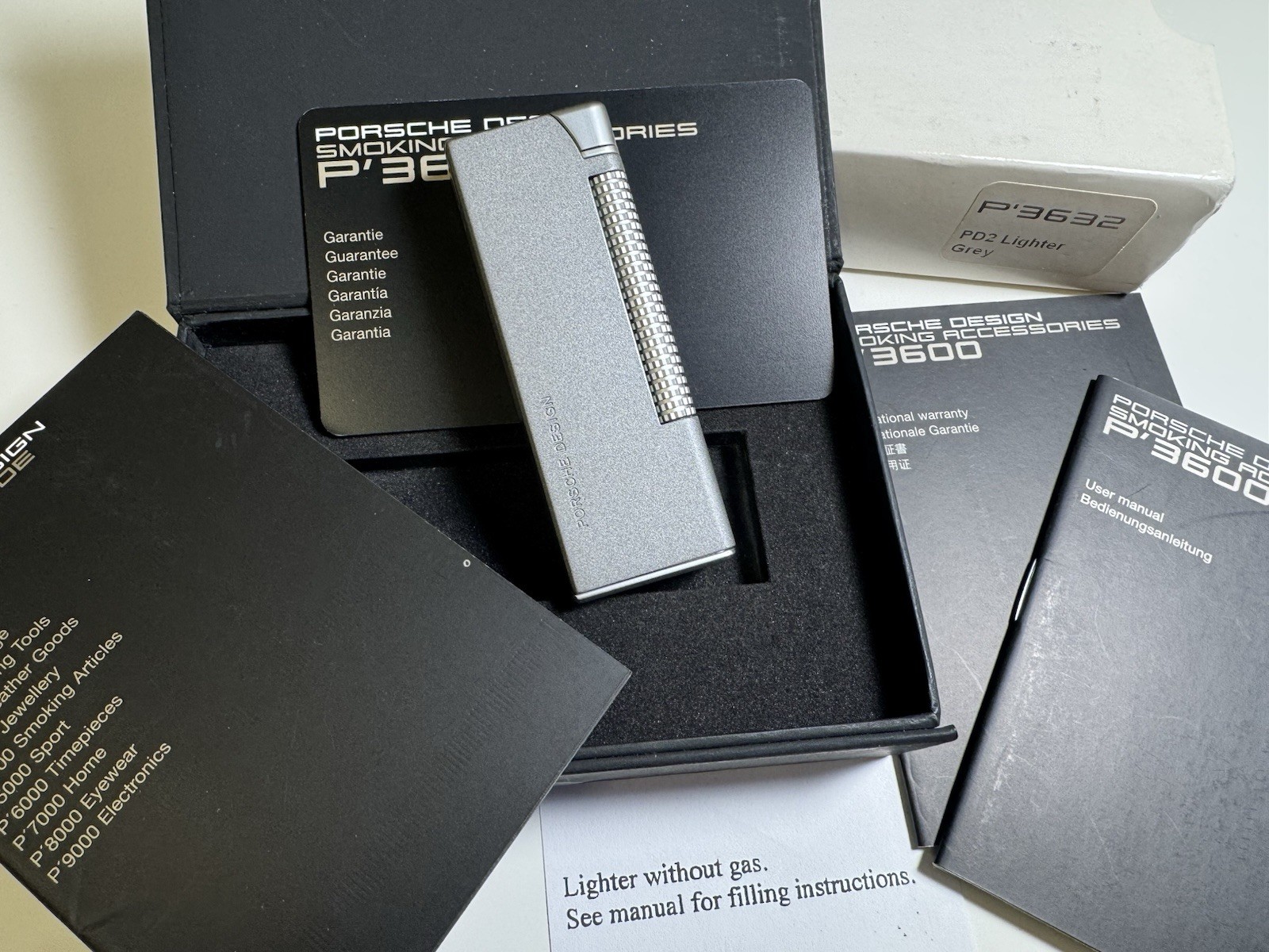 porsche design lighter p’3632 grey made in germany