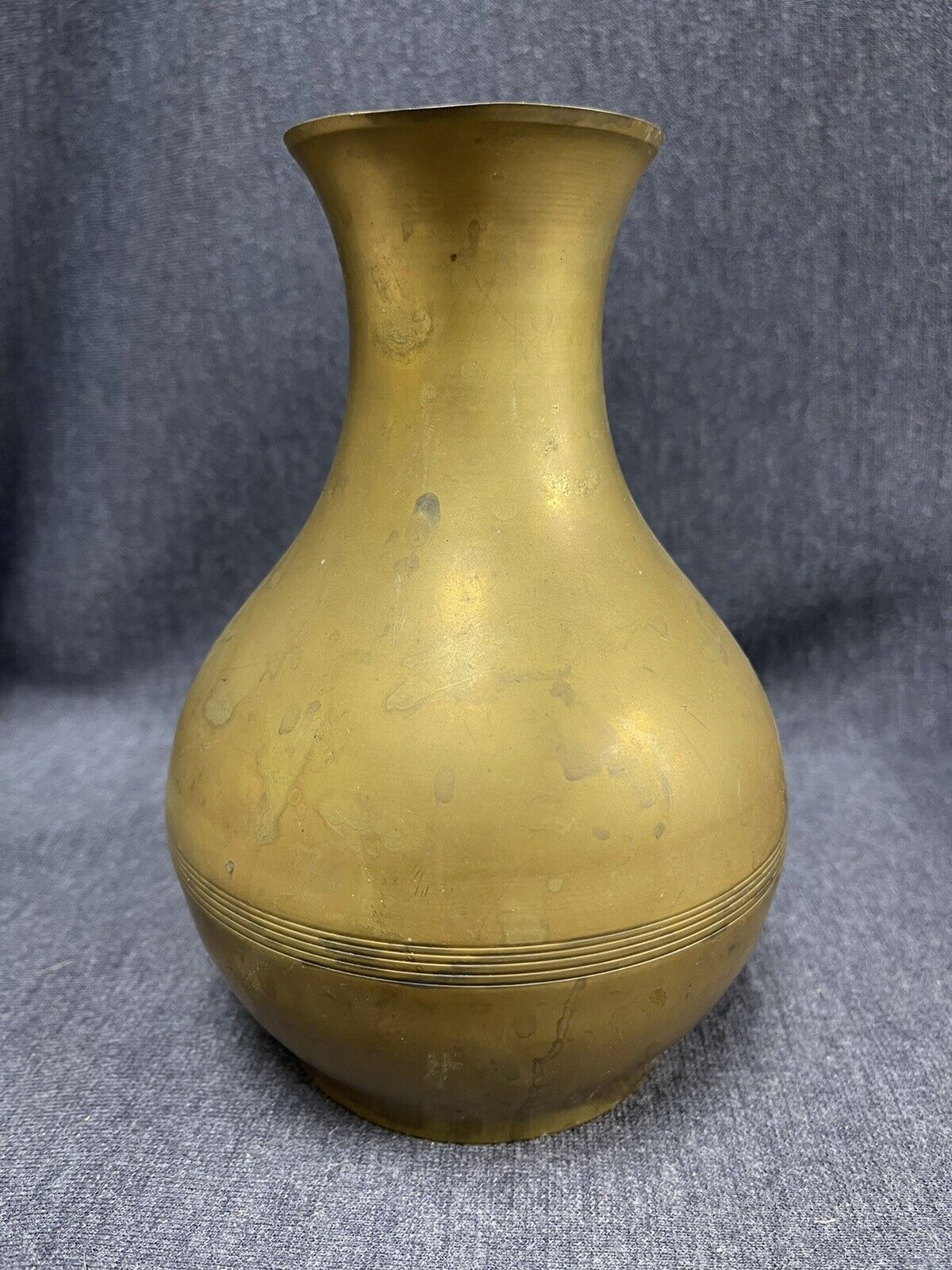 Vintage Heavy Brass Pot Vase Urn 7.25” Tall