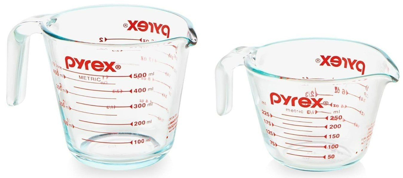 Pyrex Essentials (2-Pack) Glass 1 Cup, 2 2 PC Measuring Cup Set Pyrex Essentials (2-Pack) Glass 1 Cup, 2 2 PC Measuring Cup Set