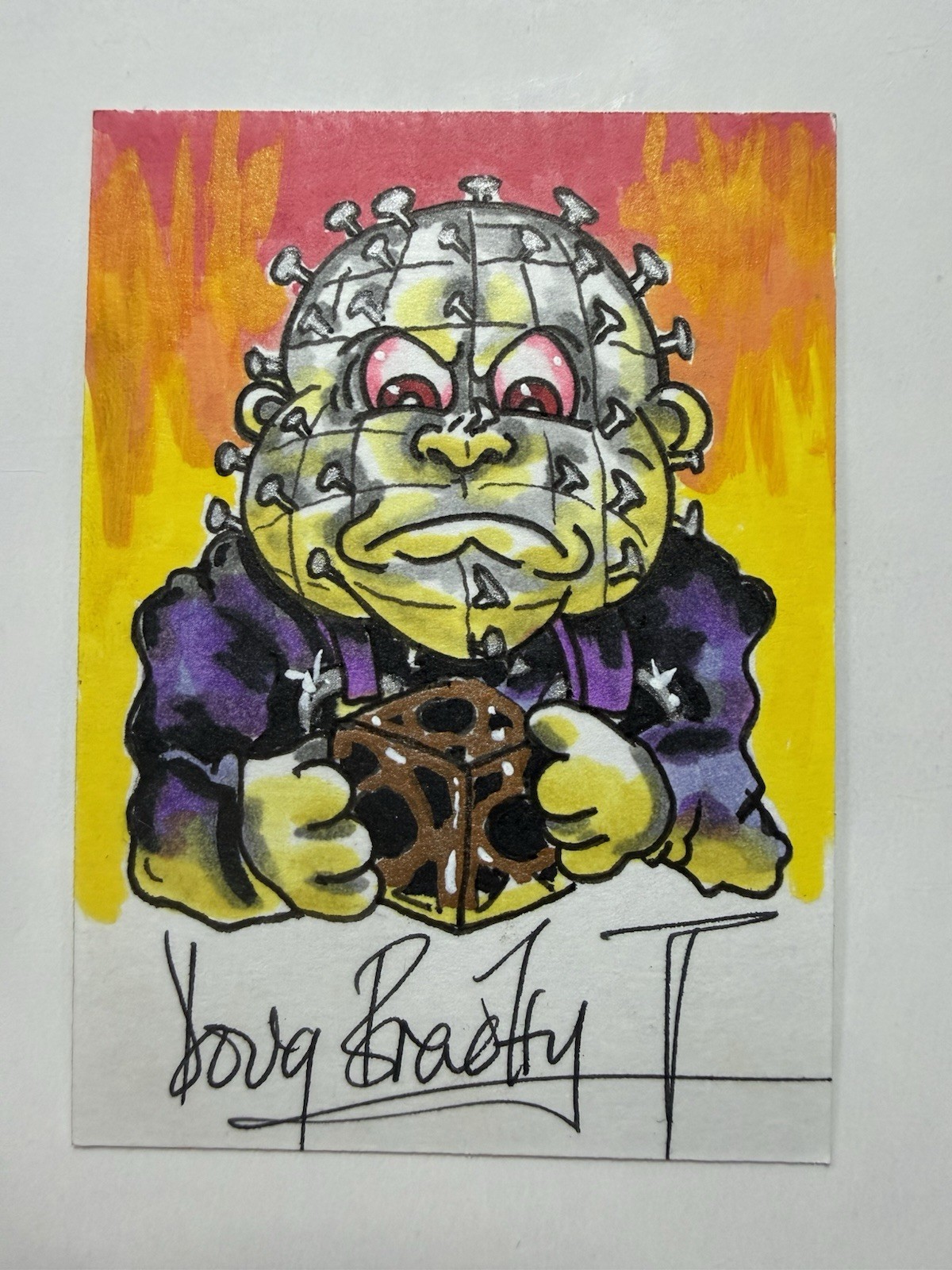 DOUG BRADLEY AUTOGRAPHED SKETCH CARD PINHEAD HELLRAISER HORROR SIGNED SCHERES