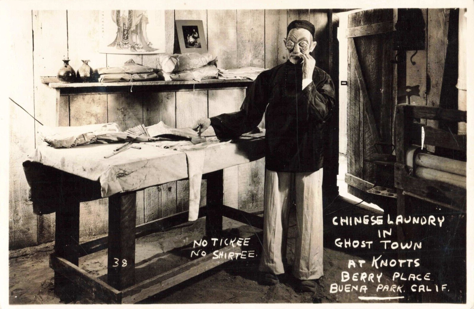Buena Park CA Knott's Berry Ghost Town Chinese Laundry RPPC Real Photo Postcard