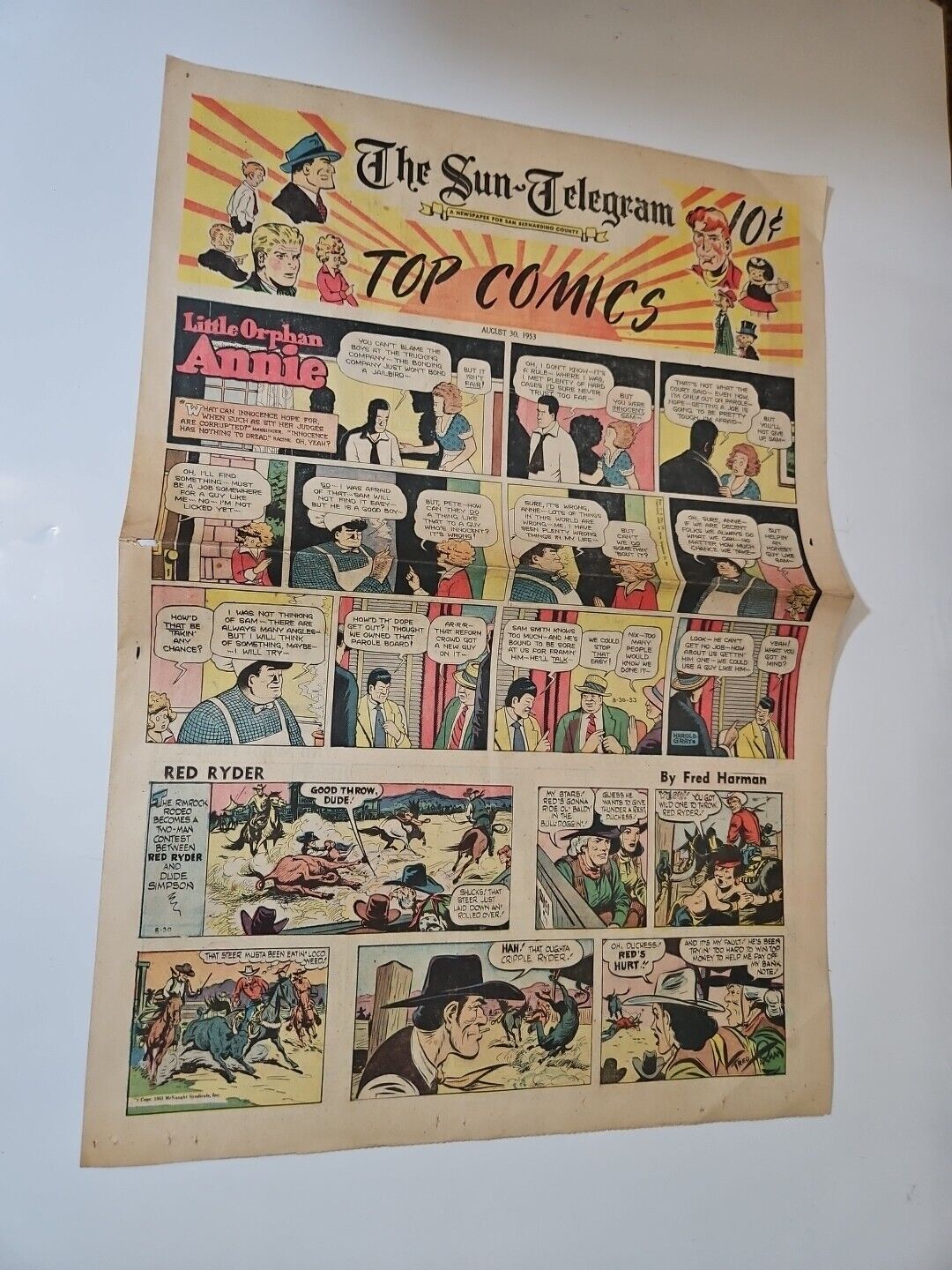 Little Orphan Annie Bugs Bunny Red Ryder Sunday Newspaper Comic Section 1953