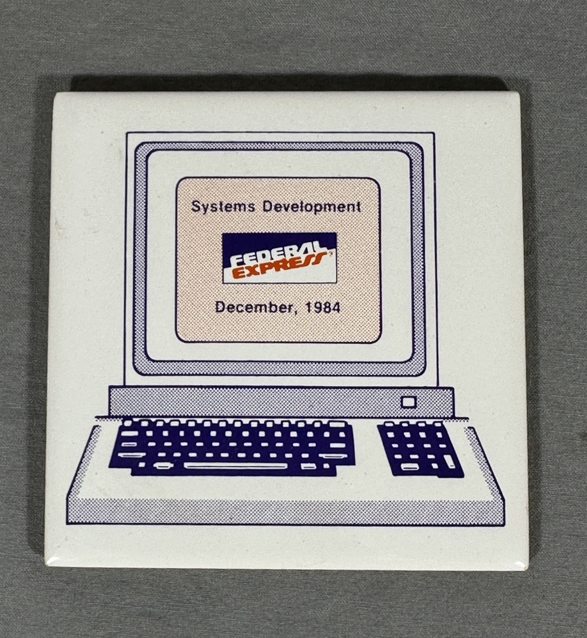 Vintage 1984 Federal Express Systems Development Computer Ceramic Tile FedEx